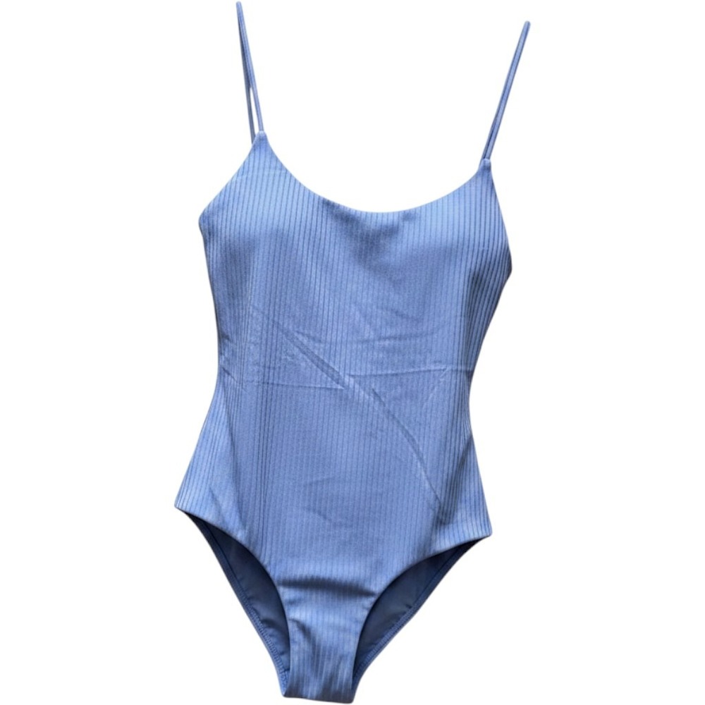NWT Onia Swimsuit M Blue Gabriella One Piece Solid Rib Club Monaco Resortwear